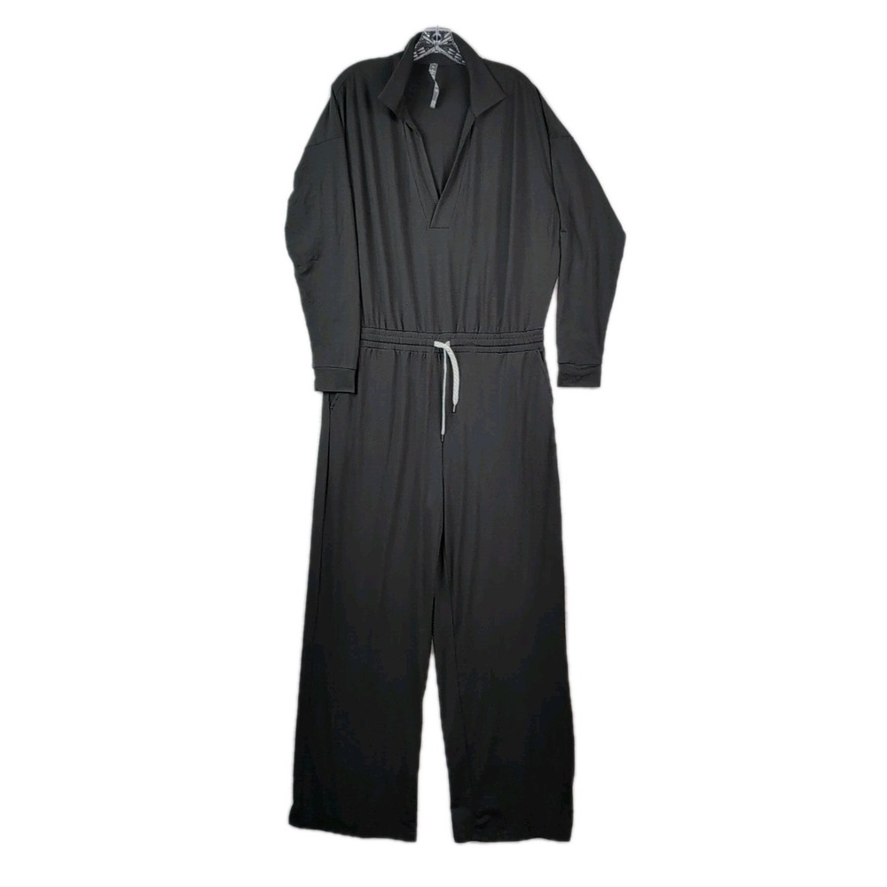 Vuori Lux Intentions Jumpsuit Women's XL Black‎ Long Sleeve Collared Athleisure